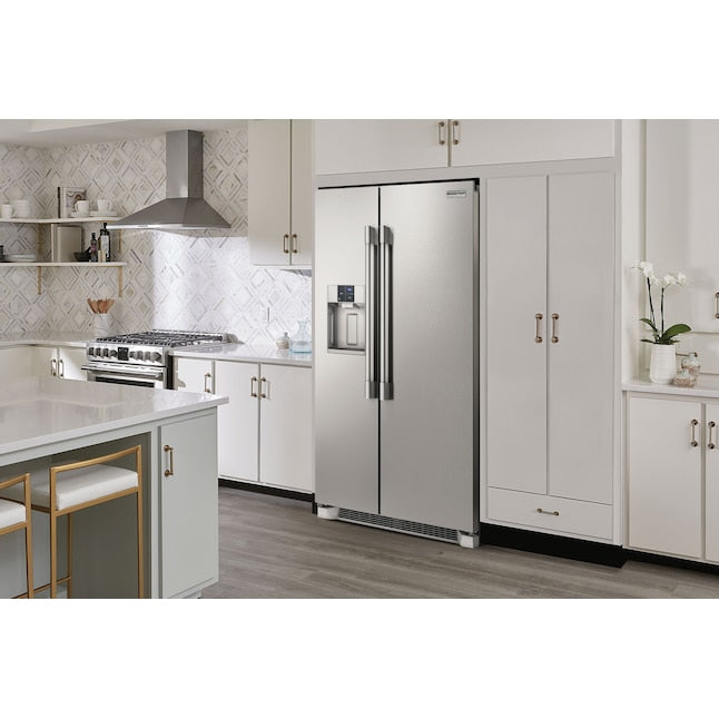 Frigidaire Professional 22.3-cu ft Counter-Depth Side-by-Side Refrigerator with Ice Maker ,Water and Ice Dispenser ( Smudge-Proof Stainless Steel ) ENERGY STAR Certified