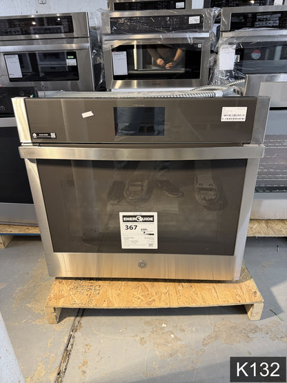 GE Profile 30 inch Smart Compatible Single Electric Wall Oven with Air Fry True Convection and Self + Steam Cleaning ( Stainless Steel )