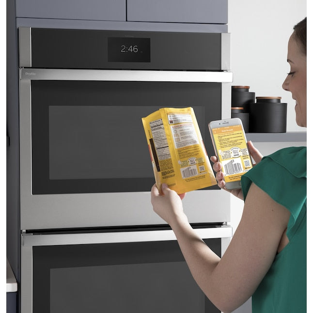 GE Profile 30 inch Smart Compatible Single Electric Wall Oven with Air Fry True Convection and Self + Steam Cleaning ( Stainless Steel )