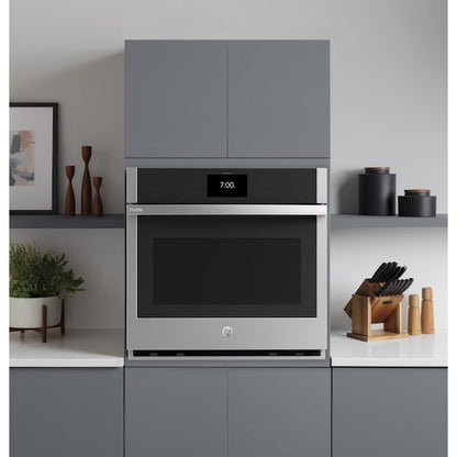 GE Profile 30 inch Smart Compatible Single Electric Wall Oven with Air Fry True Convection and Self + Steam Cleaning ( Stainless Steel )