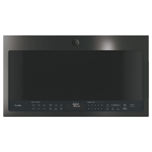 GE Profile 2.1-cu ft 29.9-in Over-the-Range Microwave with Sensor Cooking ( Black Stainless )