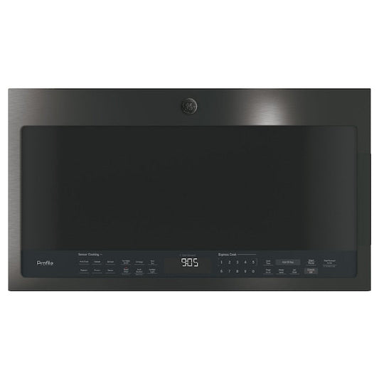 GE Profile 2.1-cu ft 29.9-in Over-the-Range Microwave with Sensor Cooking ( Black Stainless )