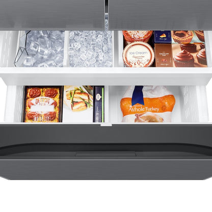 Samsung Counter-Depth Mega Capacity 27-cu ft 3 -Door Smart Compatible French Door Refrigerator with Dual Ice Maker ( Fingerprint Resistant Stainless Look ) ENERGY STAR Certified