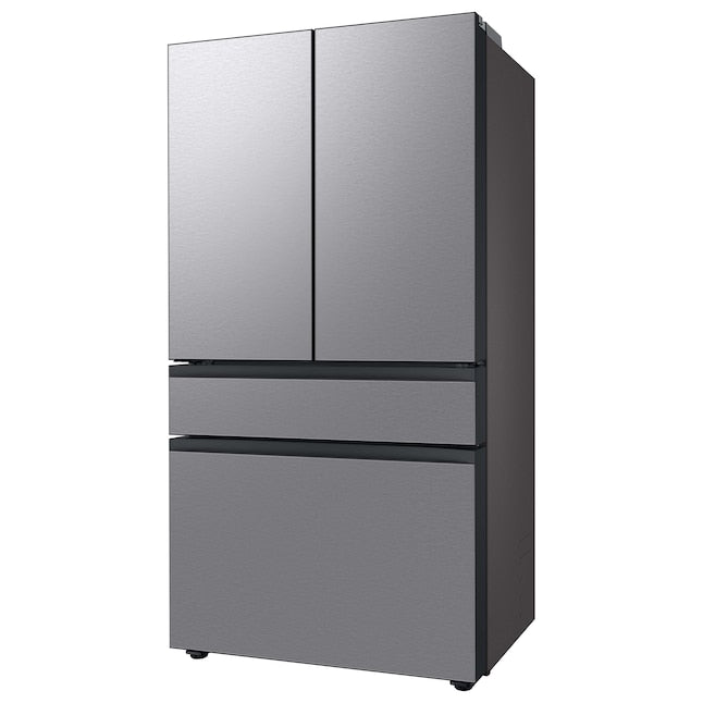 Samsung Bespoke Standard-Depth 28.8-cu ft 4.0 -Door Smart Compatible French Door Refrigerator with Dual Ice Maker with Water Dispenser and Door within Door ( Fingerprint Resistant Stainless Steel - All Panels ) ENERGY STAR Certified