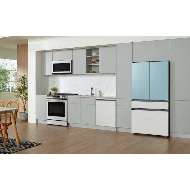 Samsung Bespoke Standard-Depth 28.8-cu ft 4.0 -Door Smart Compatible French Door Refrigerator with Dual Ice Maker with Water Dispenser and Door within Door ( Fingerprint Resistant Stainless Steel - All Panels ) ENERGY STAR Certified