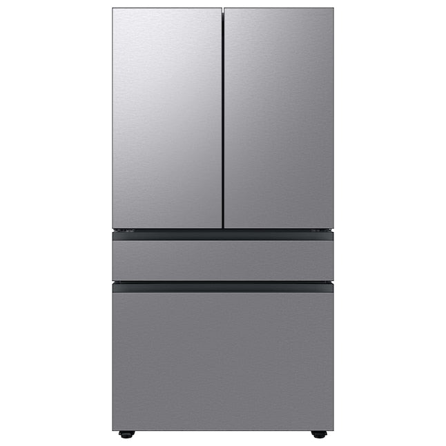 Samsung Bespoke Standard-Depth 28.8-cu ft 4.0 -Door Smart Compatible French Door Refrigerator with Dual Ice Maker with Water Dispenser and Door within Door ( Fingerprint Resistant Stainless Steel - All Panels ) ENERGY STAR Certified