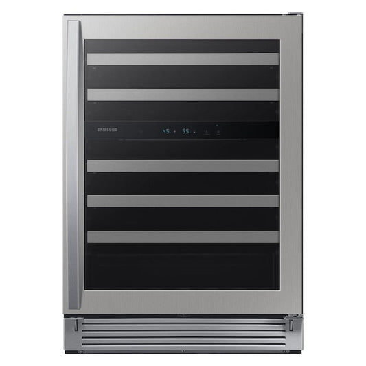 Samsung 23.81-in W 51 -Bottles Fingerprint Resistant Stainless Steel Dual Zone Cooling Freestanding Indoor Wine Cooler