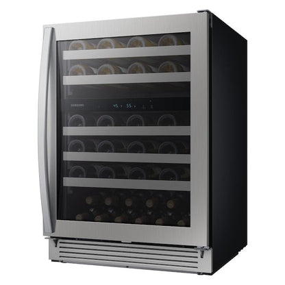 Samsung 23.81-in W 51 -Bottles Fingerprint Resistant Stainless Steel Dual Zone Cooling Freestanding Indoor Wine Cooler