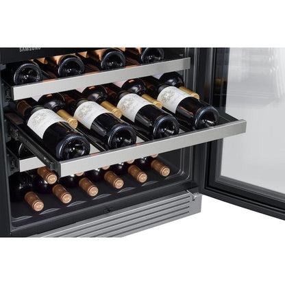 Samsung 23.81-in W 51 -Bottles Fingerprint Resistant Stainless Steel Dual Zone Cooling Freestanding Indoor Wine Cooler