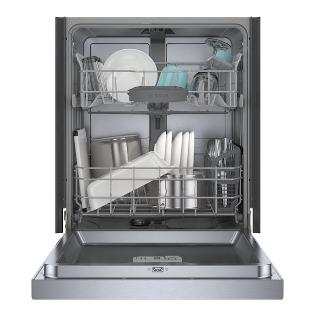 Bosch 100 Series 24-in Front Control Built-in Dishwasher ( Stainless steel ) , 50-Decibel Very Quiet Sound Level