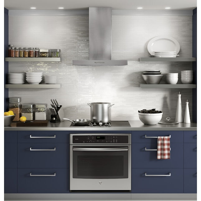 GE 30 inch Convertible 350-CFM Stainless Steel Wall-Mounted Range Hood with Charcoal Filter