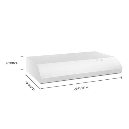 Whirlpool 30 inch Ductless 140-CFM Recirculating White Under Cabinet Range Hood with Charcoal Filter