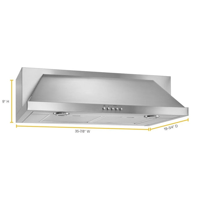 Whirlpool 36 inch Convertible 400.0-CFM Recirculating Stainless Steel Under Cabinet Range Hood with Charcoal Filter