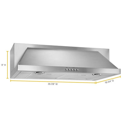 Whirlpool 36 inch Convertible 400.0-CFM Recirculating Stainless Steel Under Cabinet Range Hood with Charcoal Filter