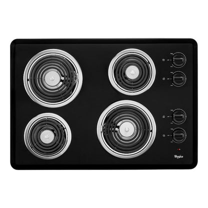 Whirlpool 30-in 4 burners Coil Black Electric Cooktop
