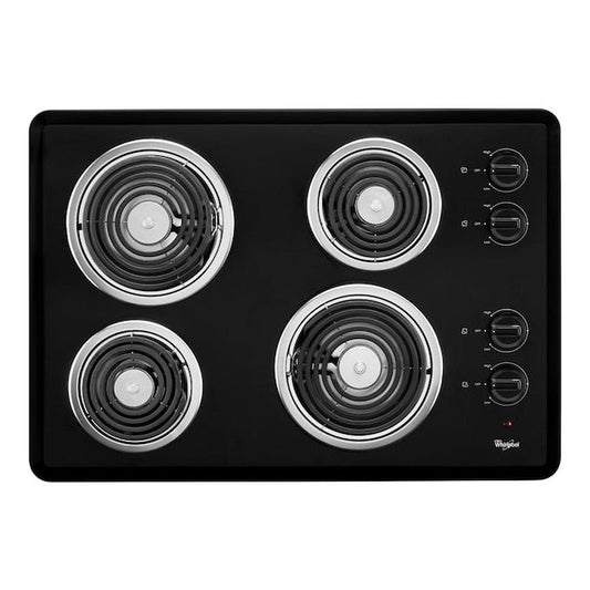 Whirlpool 30-in 4 burners Coil Black Electric Cooktop
