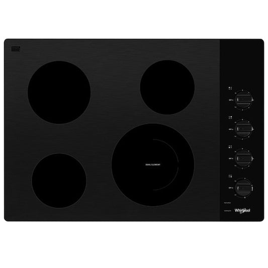 Whirlpool 30-in 4 burners Smooth surface Black Electric Cooktop