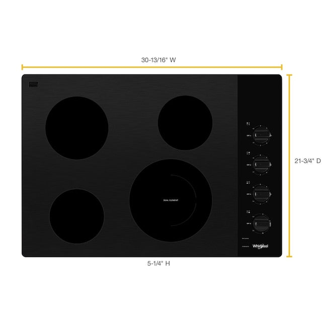 Whirlpool 30-in 4 burners Smooth surface Black Electric Cooktop