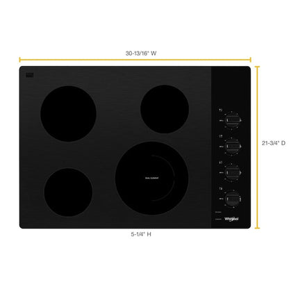 Whirlpool 30-in 4 burners Smooth surface Black Electric Cooktop