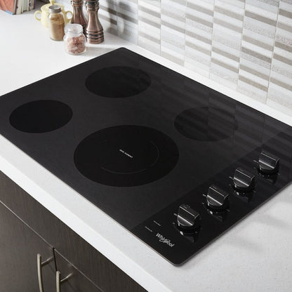Whirlpool 30-in 4 burners Smooth surface Black Electric Cooktop