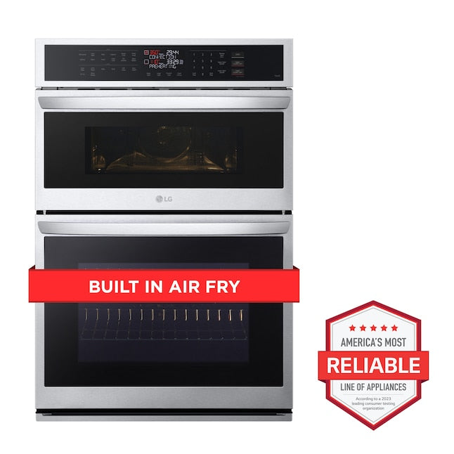 LG 30 inch Self-cleaning Air Fry Smart Compatible Microwave Wall Oven Combo ( PrintProof Stainless Steel )