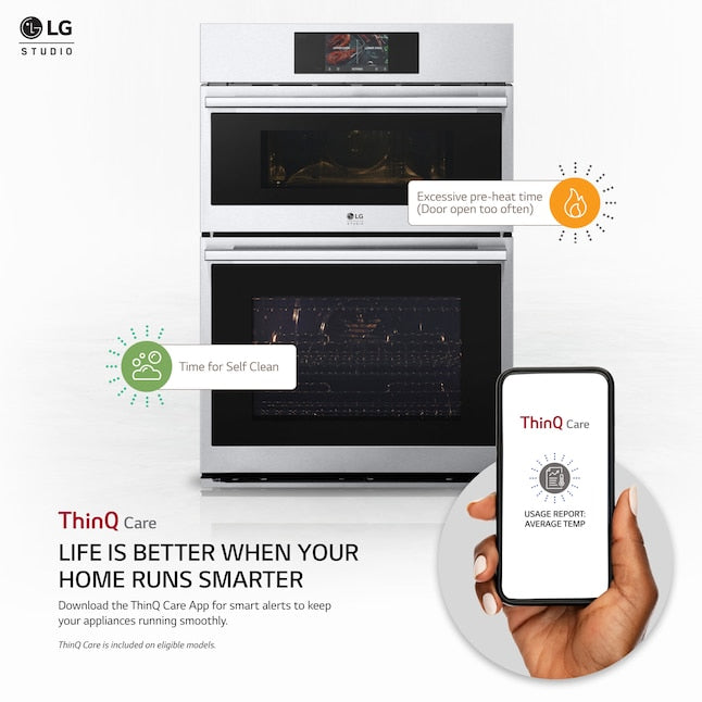 LG STUDIO 30 inch Self-cleaning Air Fry Smart Compatible Microwave Wall Oven Combo ( PrintProof Stainless Steel )