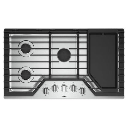 Whirlpool 36-in 5 burners Stainless steel Gas Cooktop (Griddle Included)