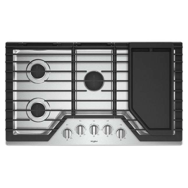 Whirlpool 36-in 5 burners Stainless steel Gas Cooktop (Griddle Included)