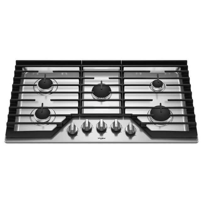 Whirlpool 36-in 5 burners Stainless steel Gas Cooktop (Griddle Included)