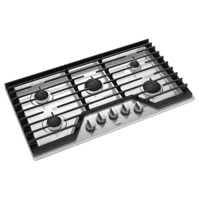 Whirlpool 36-in 5 burners Stainless steel Gas Cooktop (Griddle Included)