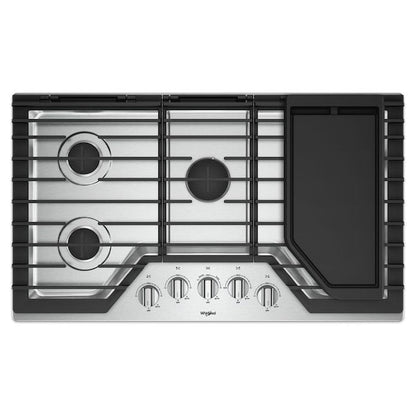Whirlpool 36-in 5 burners Stainless steel Gas Cooktop (Griddle Included)