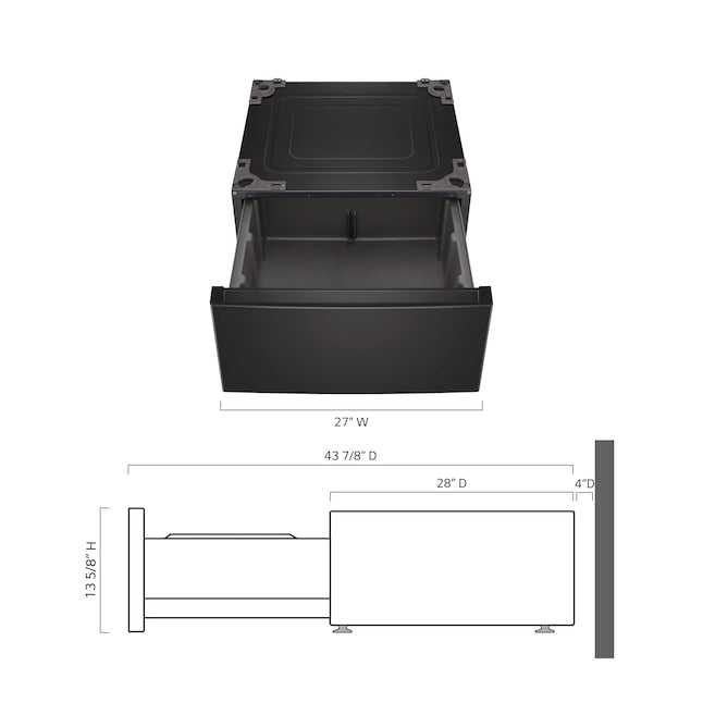 LG Universal laundry pedestal ( Black Steel ) with Storage Drawer