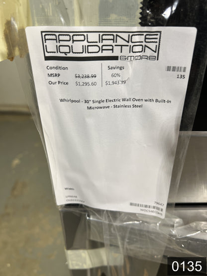 Whirlpool 30 inch Self + Steam Cleaning Smart Compatible Microwave Wall Oven Combo ( Stainless Steel )