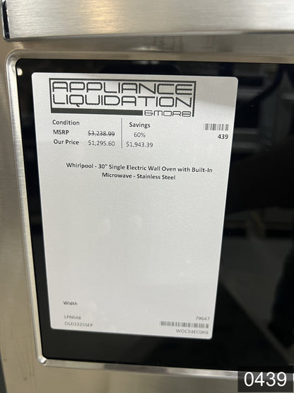 Whirlpool 30 inch Self + Steam Cleaning Smart Compatible Microwave Wall Oven Combo ( Stainless Steel )