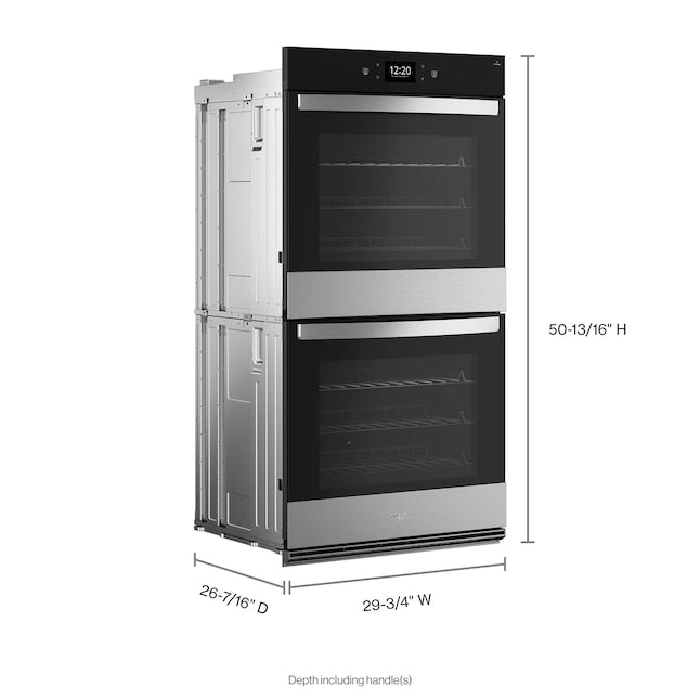 Whirlpool 30 inch Smart Compatible Double Electric Wall Oven with Air Fry Self-cleaning ( Fingerprint Resistant Stainless Steel )