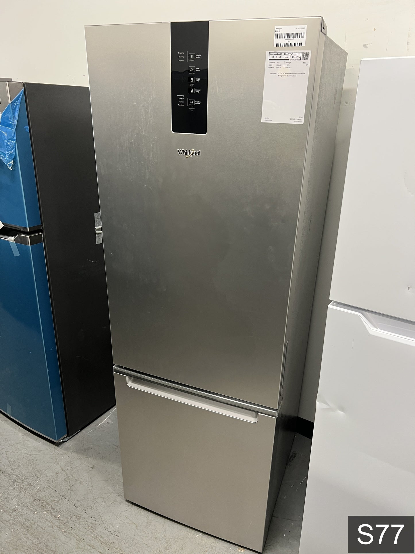 Whirlpool Garage-Ready 12.9-cu ft Counter-Depth 24-in Wide Bottom-Freezer Refrigerator Ice Maker Optional (sold separately) ( Fingerprint Resistant Stainless Finish ) Garage Ready ENERGY STAR Certified