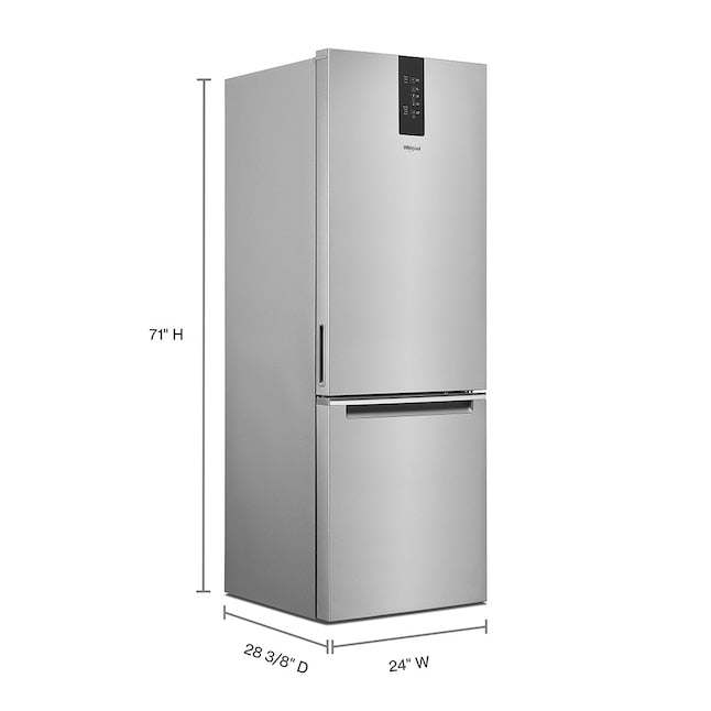 Whirlpool Garage-Ready 12.9-cu ft Counter-Depth 24-in Wide Bottom-Freezer Refrigerator Ice Maker Optional (sold separately) ( Fingerprint Resistant Stainless Finish ) Garage Ready ENERGY STAR Certified
