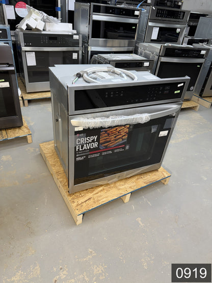 LG Air Fry with Easy Clean 30 inch Smart Compatible Single Electric Wall Oven with Air Fry Single-fan and Self-cleaning ( PrintProof Stainless Steel )