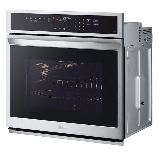LG 30 inch Smart Compatible Single Electric Wall Oven with Air Fry Single-fan and Self-cleaning ( Printproof Stainless Steel )