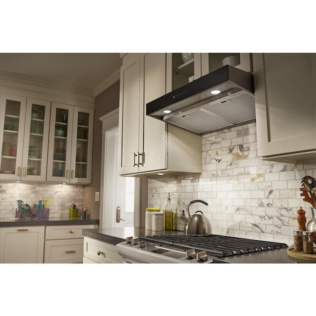 Whirlpool 30 inch Convertible 350.0-CFM Recirculating Stainless Steel Under Cabinet Range Hood with Charcoal Filter