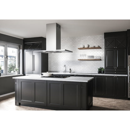 Zephyr 36 inch Convertible 600-CFM Stainless Steel + Glass Island Range Hood