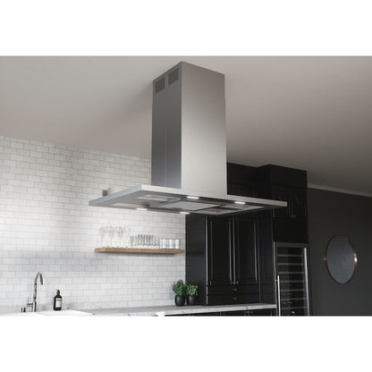 Zephyr 36 inch Convertible 600-CFM Stainless Steel + Glass Island Range Hood